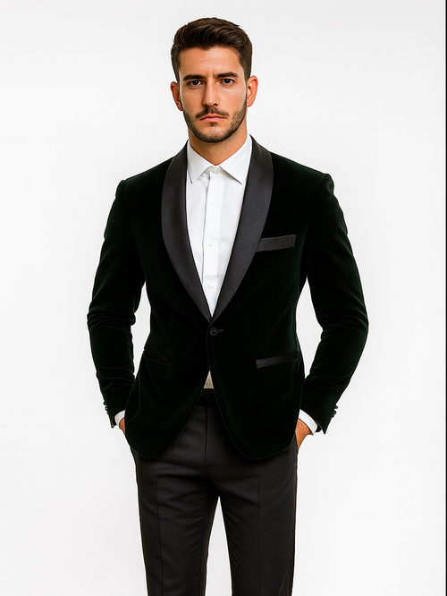 Black Velvet Fabric Suit With Velvet Tuxedos Fabric