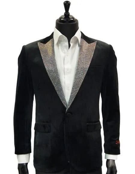 Velvet Blazer - Mens Velvet Jacket Black Mens Velvet Dinner Jacket Trim Lapel Tuxedo Looking