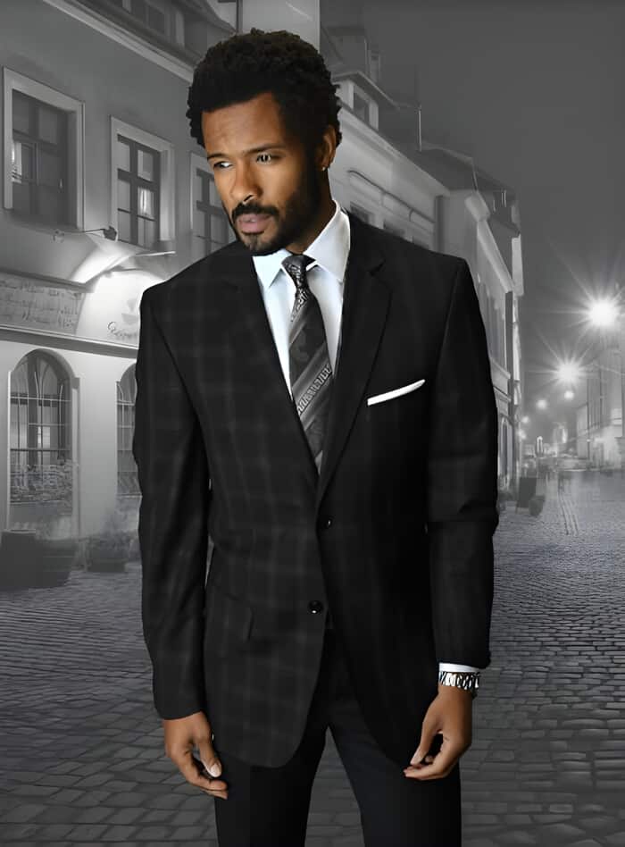 Mens 56 Long Sport Coat - Black Color Sport Coat