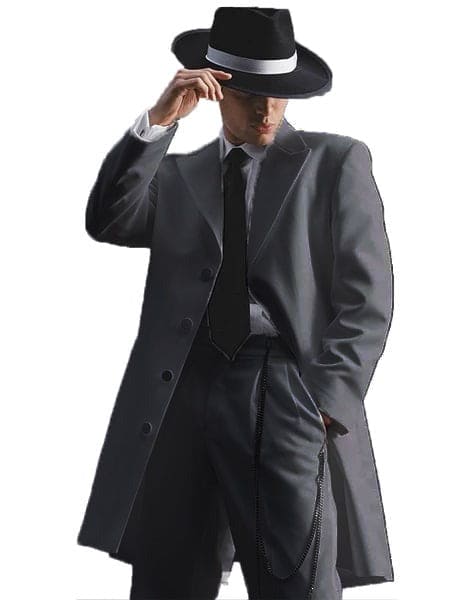 Gangster Suit - Mobster Suit - Mafia Suit For Mens Vested Long Tuxedo Zoot Black Suit
