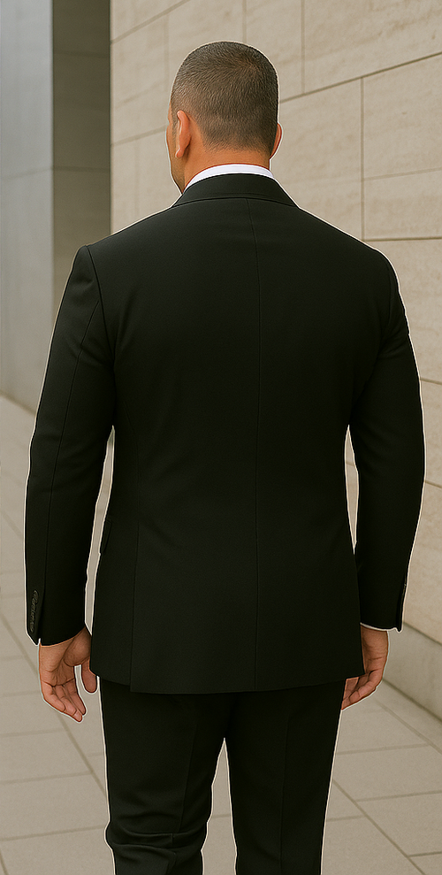 Wool Suit - Italian Made Business Suit by Statement Men's 2 Piece 100% Wool Double Breasted Suit - Micro Windowpane