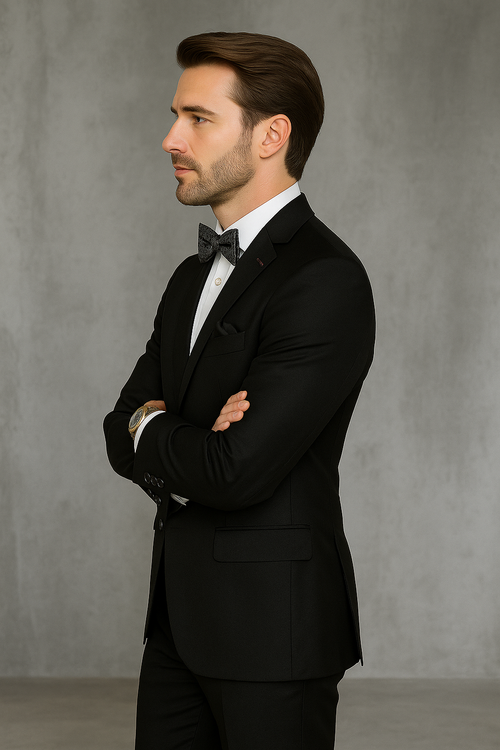 Wool Suit - Italian Made Business Suit by Statement Men's 2 Piece 100% Wool Modern Fit Suit - Subtle Texture