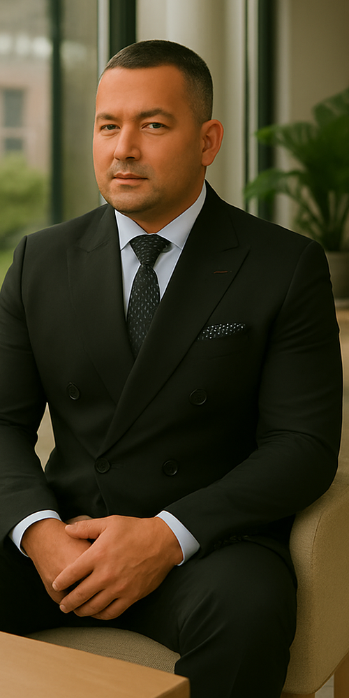 Wool Suit - Italian Made Business Suit by Statement Men's 2 Piece 100% Wool Double Breasted Suit - Micro Windowpane