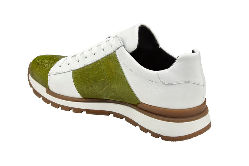 Belvedere Blake Lime/White Genuine Ostrich Leather Shoe