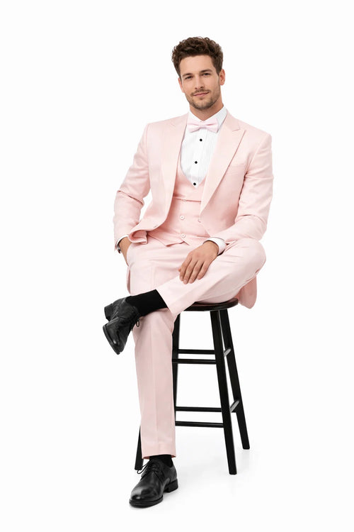 Blush Suit - Pink Tuxedo Suit - Prom Wedding Tuxedo Vested Suit