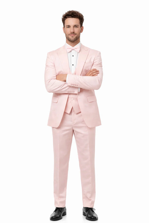 Blush Suit - Pink Tuxedo Suit - Prom Wedding Tuxedo Vested Suit