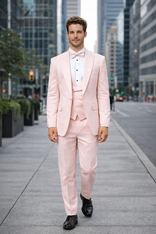 Blush Suit - Pink Tuxedo Suit - Prom Wedding Tuxedo Vested Suit