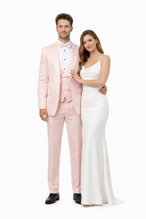 Blush Suit - Pink Tuxedo Suit - Prom Wedding Tuxedo Vested Suit