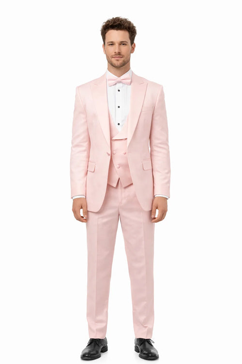 Blush Suit - Pink Tuxedo Suit - Prom Wedding Tuxedo Vested Suit