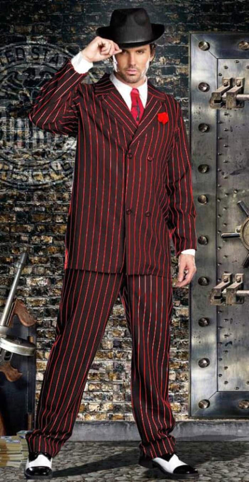 Black With Red Pinstripe Suit