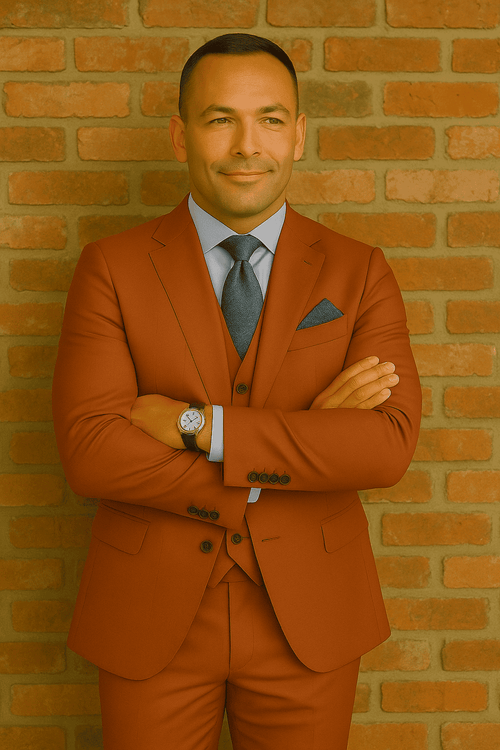 Wool Suit - Italian Made Business Suit by Statement Men's 3 Piece 100% Wool Fashion Suit - Bold Colors