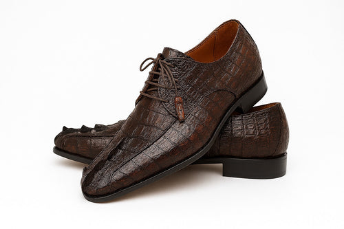 Marco Di Milano Men's Brown Hornback Exotic Shoes Bike Toe Cancun