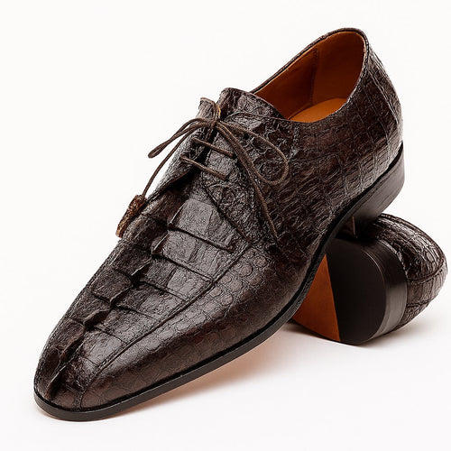 Marco Di Milano Men's Brown Hornback Exotic Shoes Bike Toe Cancun