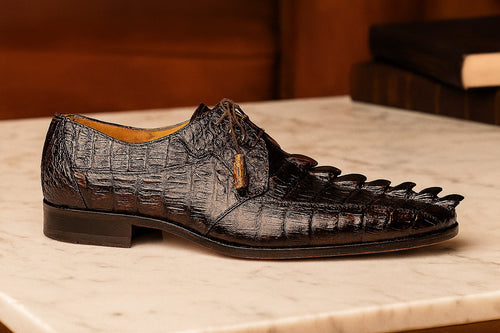 Marco Di Milano Men's Brown Hornback Exotic Shoes Bike Toe Cancun