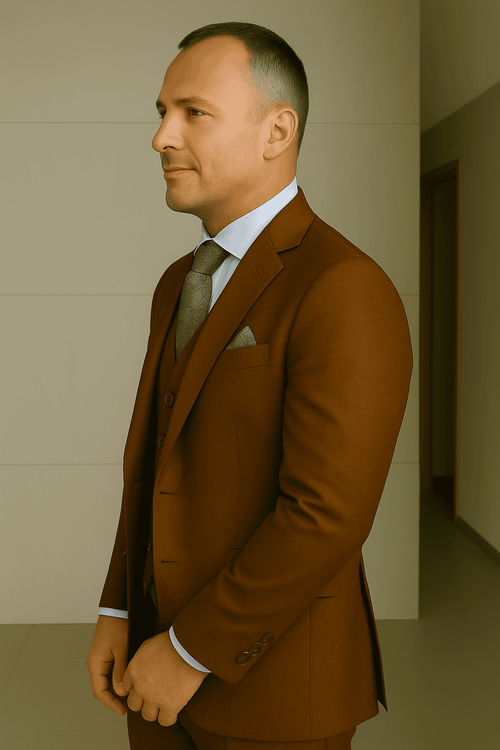 Wool Suit - Italian Made Business Suit by Statement Men's 3 Piece 100% Wool Fashion Suit - Bold Colors