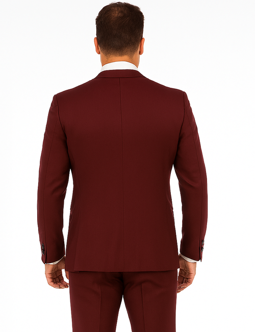 Burgundy Groom Wool Tuxedo