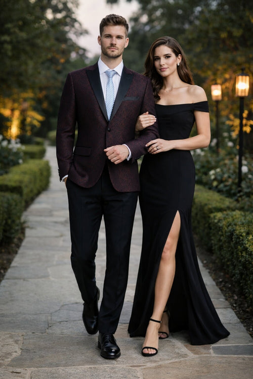 Mens Slim Fit Burgundy Tuxedo Blazer