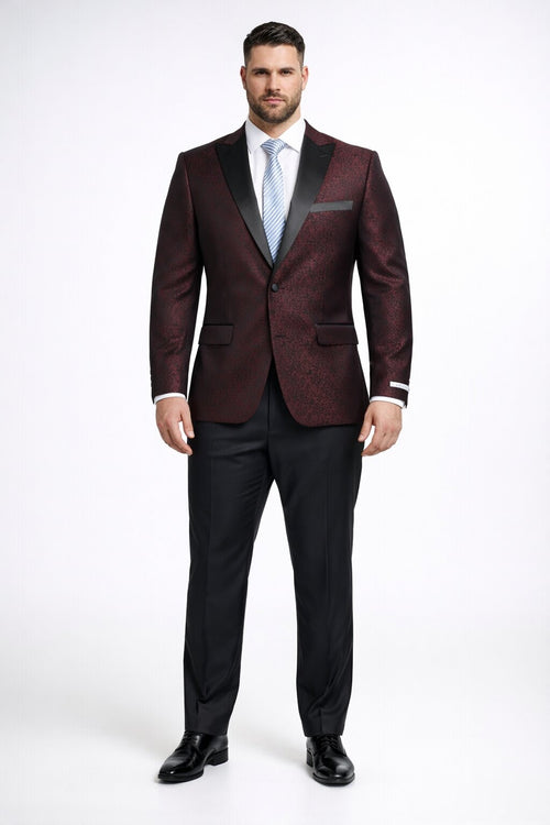 Mens Slim Fit Burgundy Tuxedo Blazer