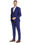 "Sharkskin Suit Men's - Indigo Blue Windowpane Plaid, Two Button Vested Peak Lapel"