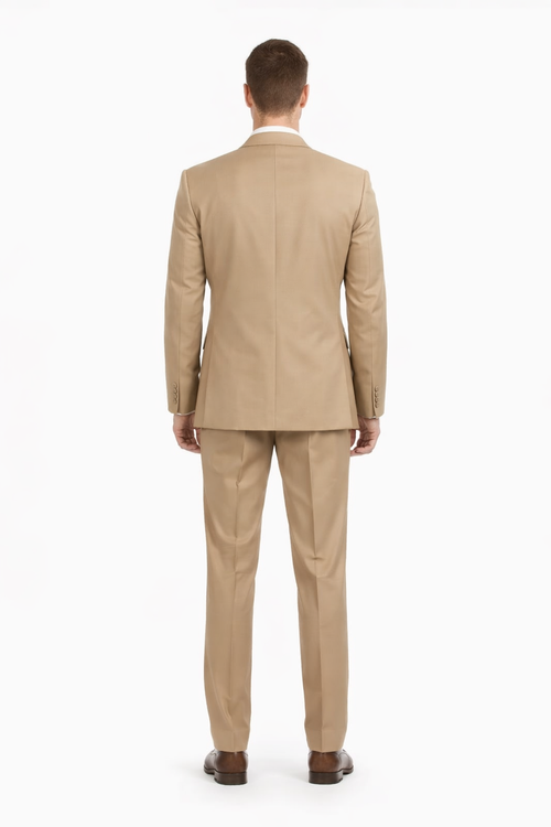 Camel Color Suit - Khaki Color Mens 2 Button Suit Modern Fit Suit - Bronze Color