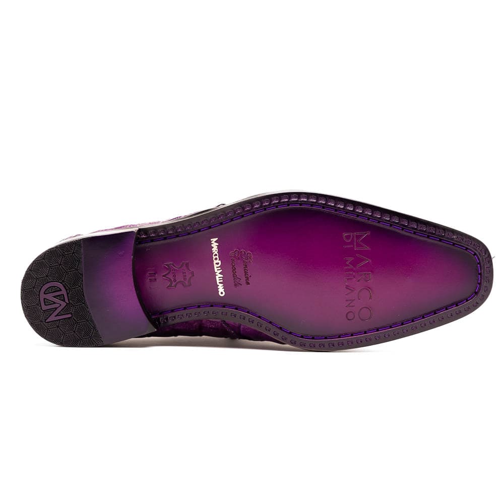 Marco Di Milano Cancun Purple Caiman Crocodile Derby – Genuine Exotic Leather Men’s Dress Shoe