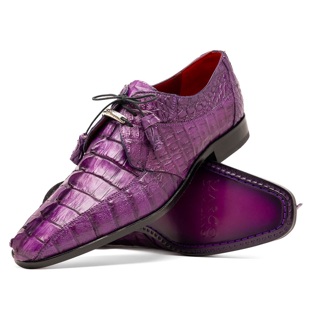 Marco Di Milano Cancun Purple Caiman Crocodile Derby – Genuine Exotic Leather Men’s Dress Shoe