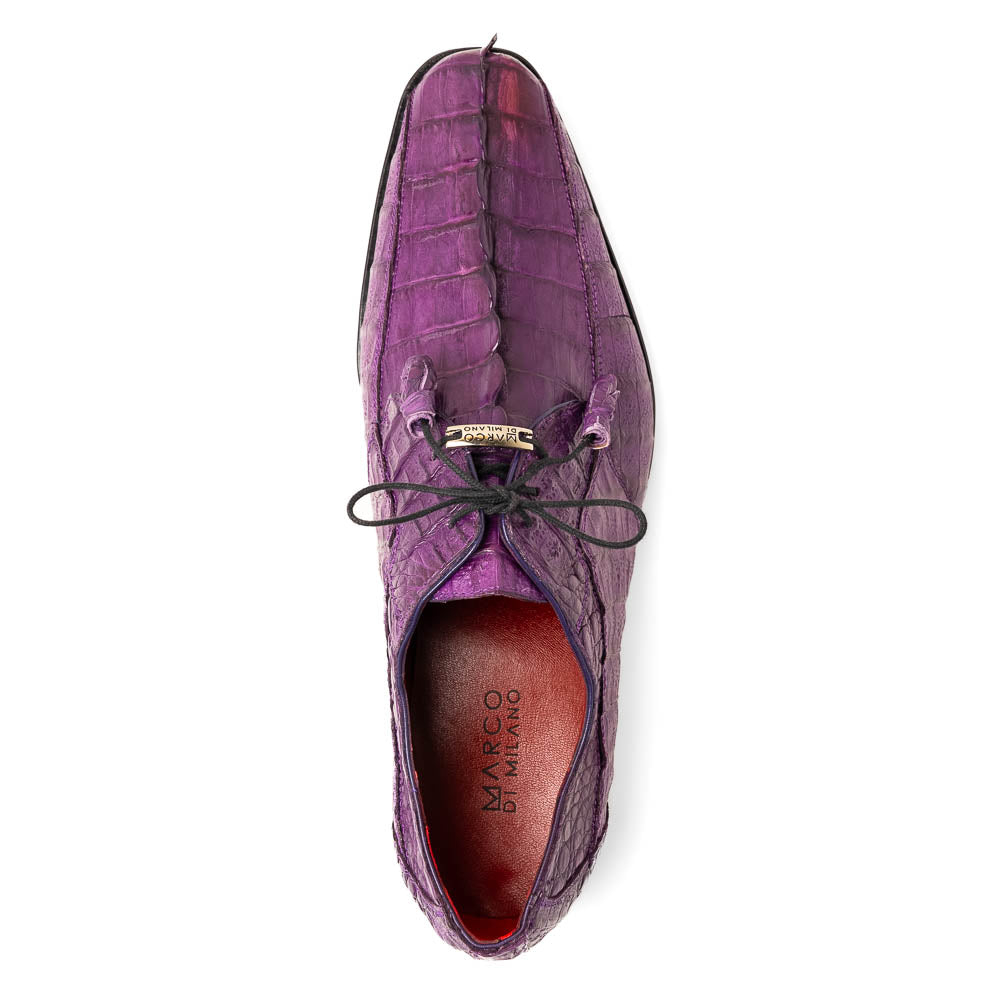 Marco Di Milano Cancun Purple Caiman Crocodile Derby – Genuine Exotic Leather Men’s Dress Shoe