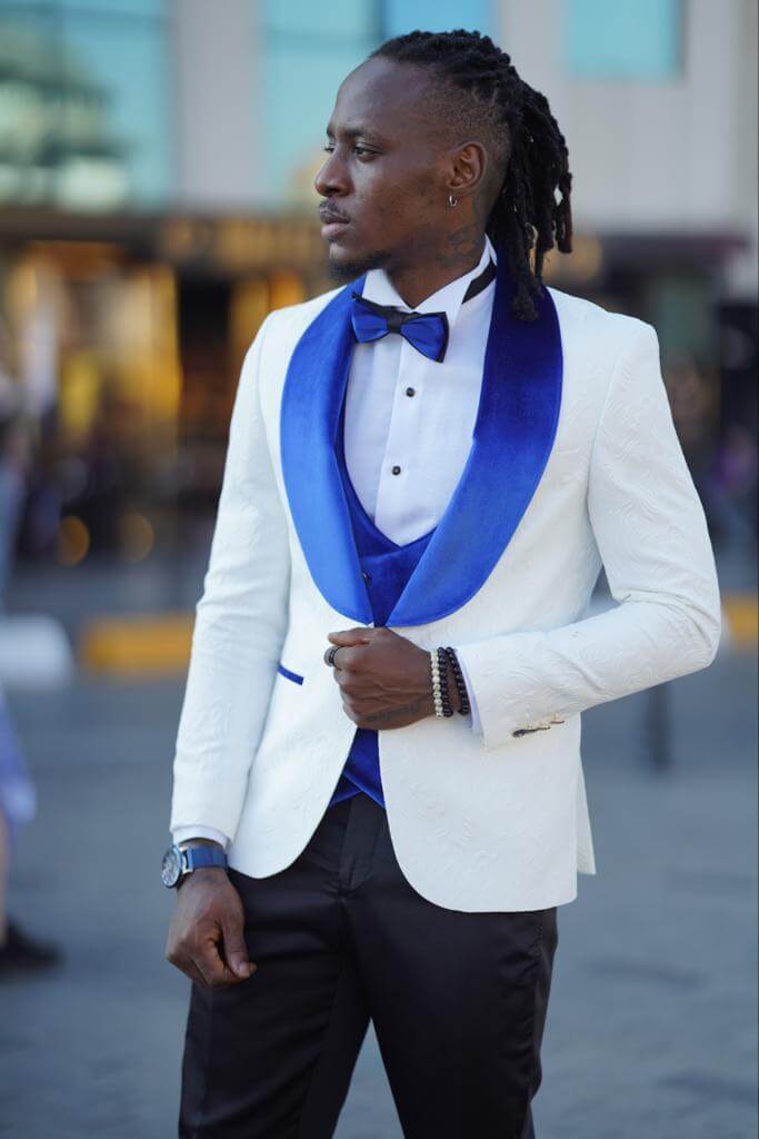 White and Royal Blue Tuxedo - Blue Prom Suit - Blue Wedding Two Toned Suit