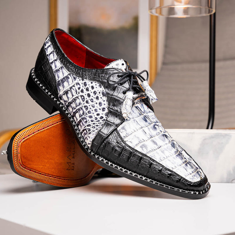 Marco Di Milano Caribe Newspaper Black Leather Dress Shoe