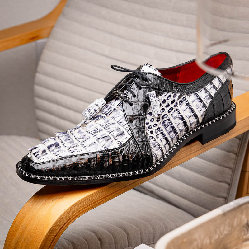 Marco Di Milano Caribe Newspaper Black Leather Dress Shoe