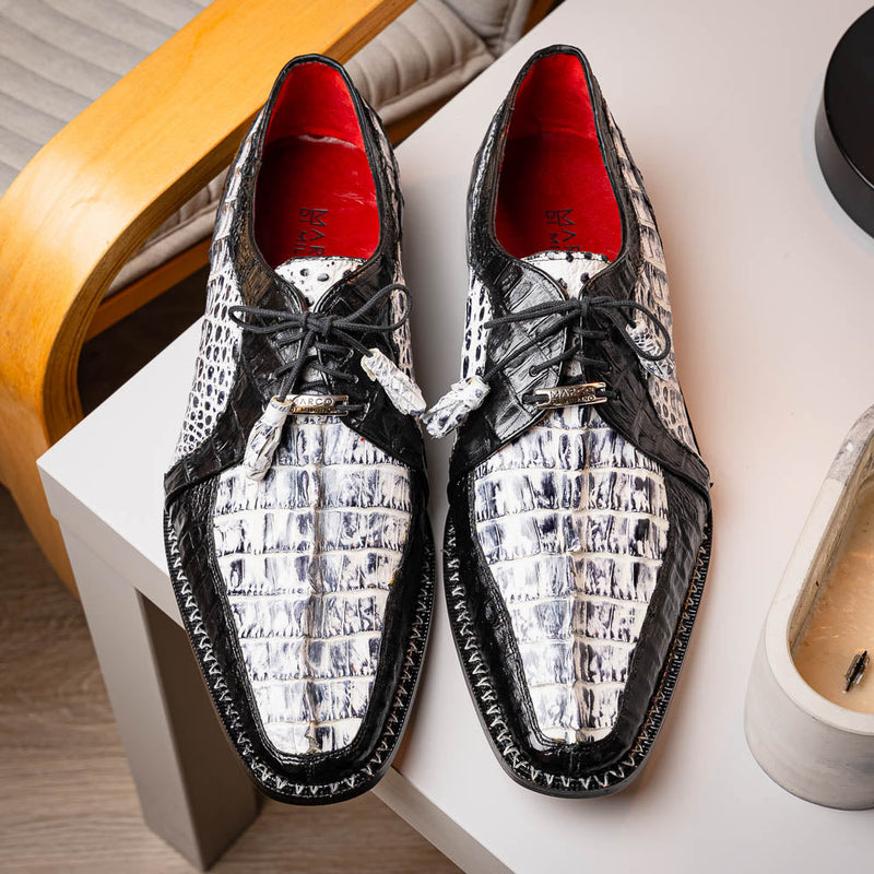 Marco Di Milano Caribe Newspaper Black Leather Dress Shoe
