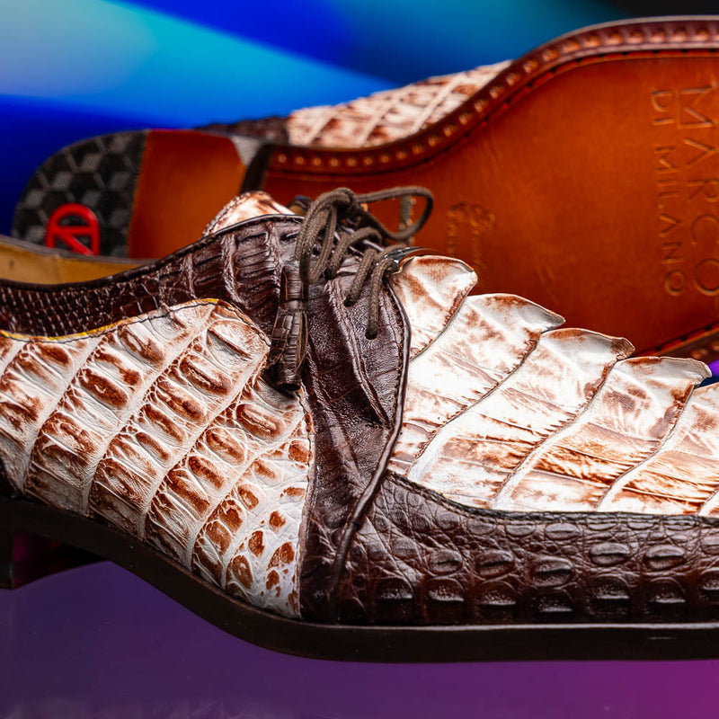 Marco Di Milano Caribe: Rustic White/Brown Leather Dress Shoe