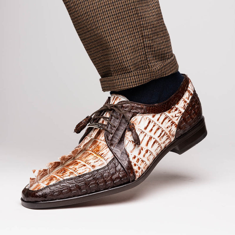 Marco Di Milano Caribe: Rustic White/Brown Leather Dress Shoe