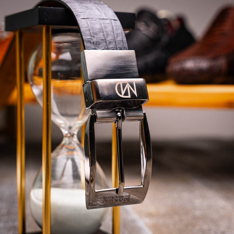 Marco_Di_Milano Caribe Belt Newspaper - Black Leather Loafer
