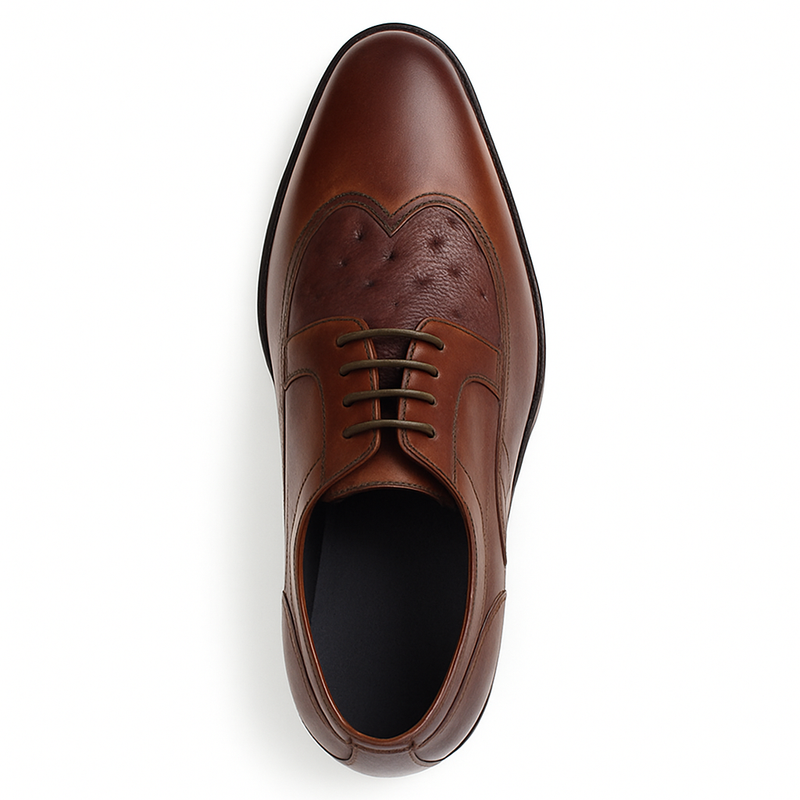 Carrucci Ostrich Embossed Cap Toe Single Monk Strap