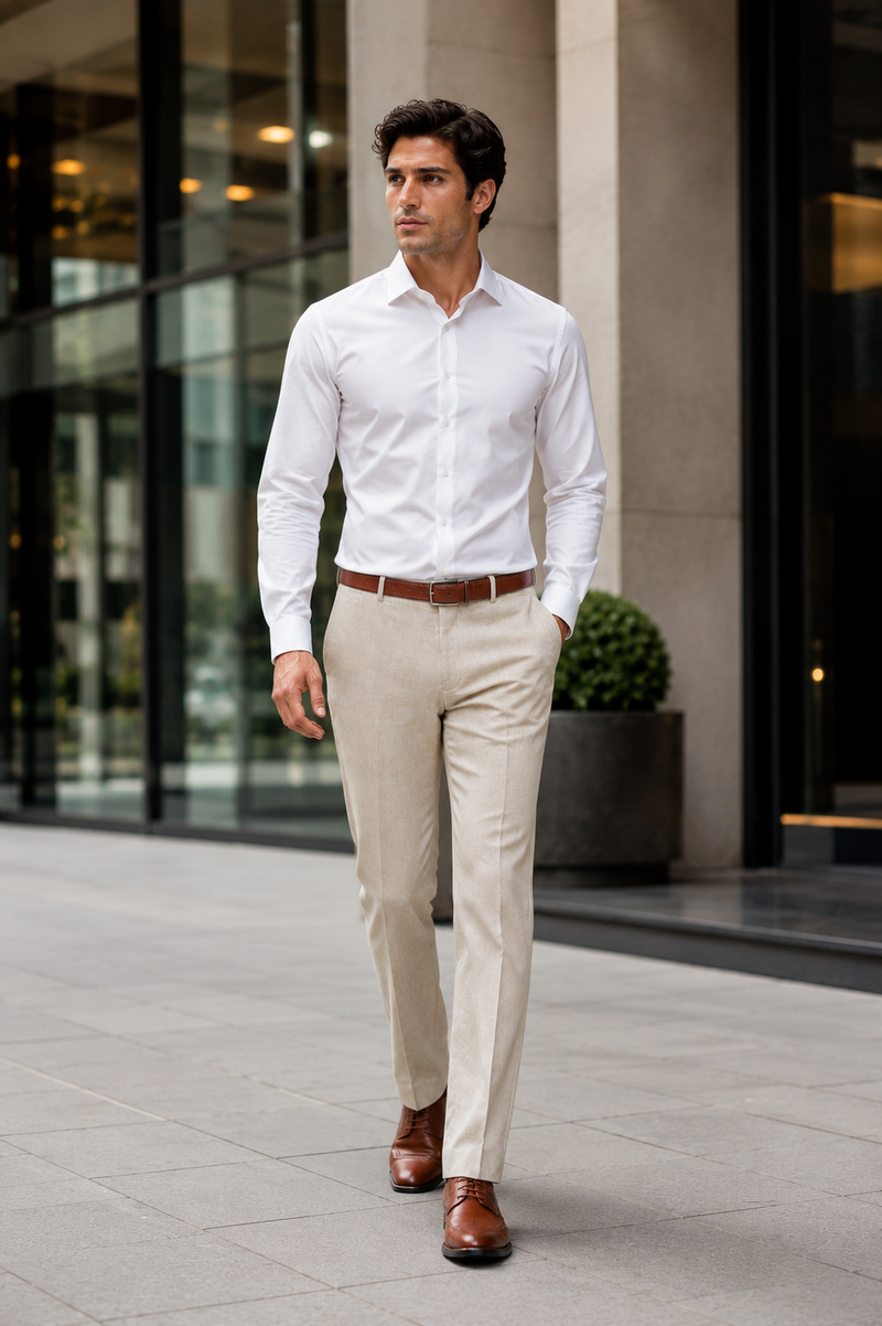 Casual Linen Suit Pants for Men – Breathable Beach Wedding Summer Trousers