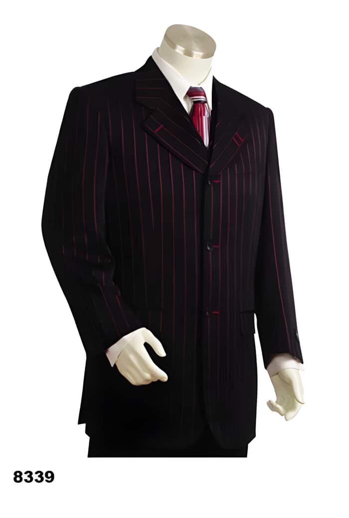 Bold With White Chalk Pronounce Pinstripe 2 Buttons Style Vested Available In 4 Colors - Three Piece Suits