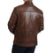 Men’s Brown Woven Cowhide & Sheepskin Leather Denim Jacket