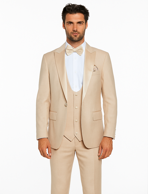 Champagne Color Wedding Suit - Beigish Goldish Color Tuxedo - Rossi Man Leo Tuxedo