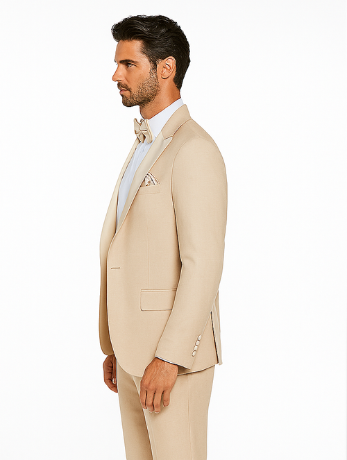 Champagne Color Wedding Suit - Beigish Goldish Color Tuxedo - Rossi Man Leo Tuxedo