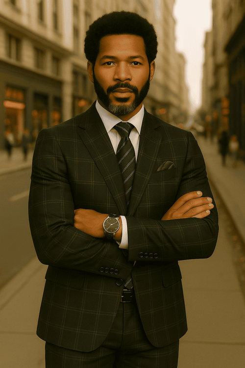 Wool Suit - Italian Made Business Suit by Statement Men's 2 Piece Big and Tall 100% Wool Fashion Suit - Bold Plaid