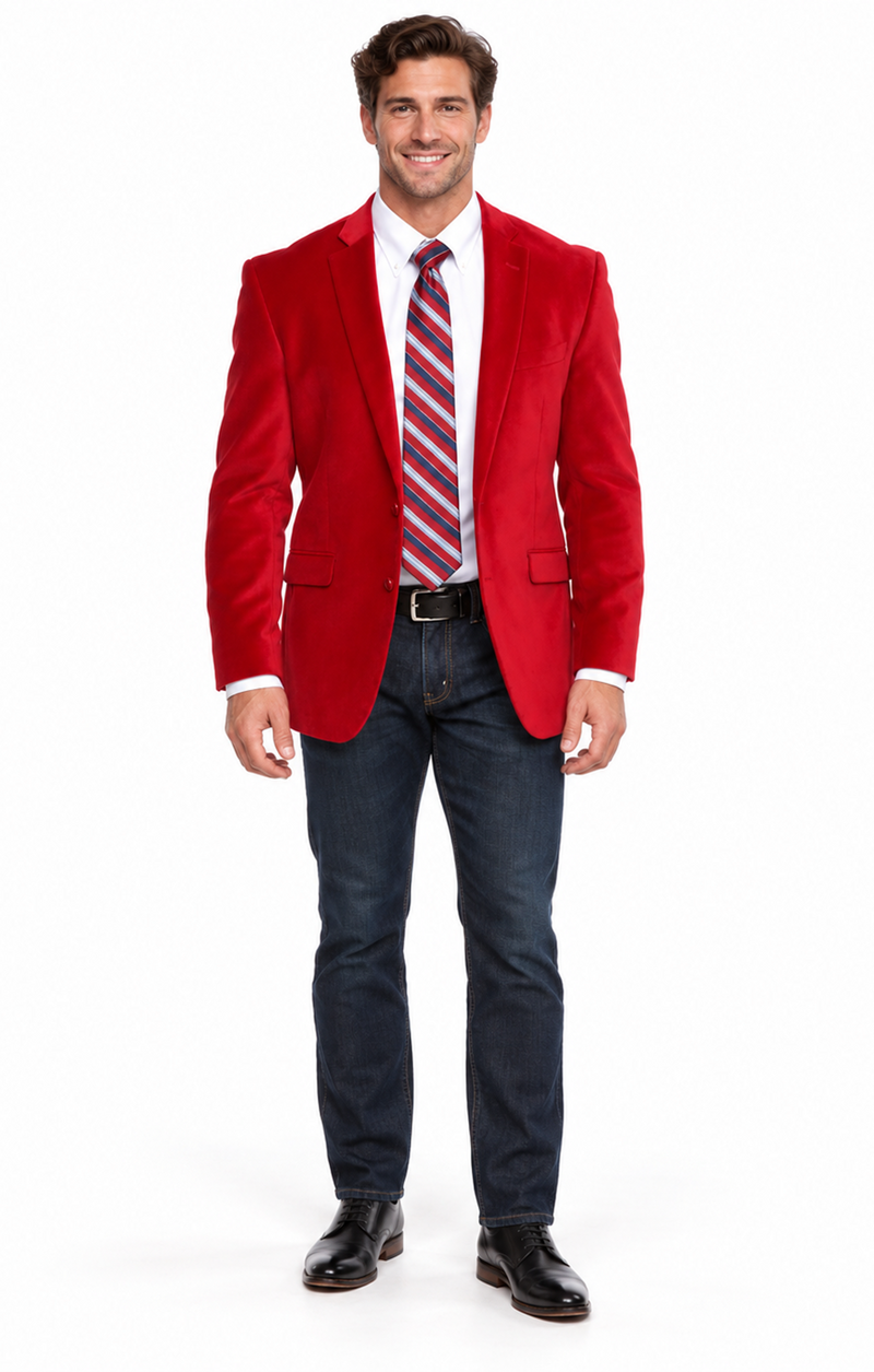Big And Tall Blazers - Velvet ~ Blazer Jacket Sport Coat Red