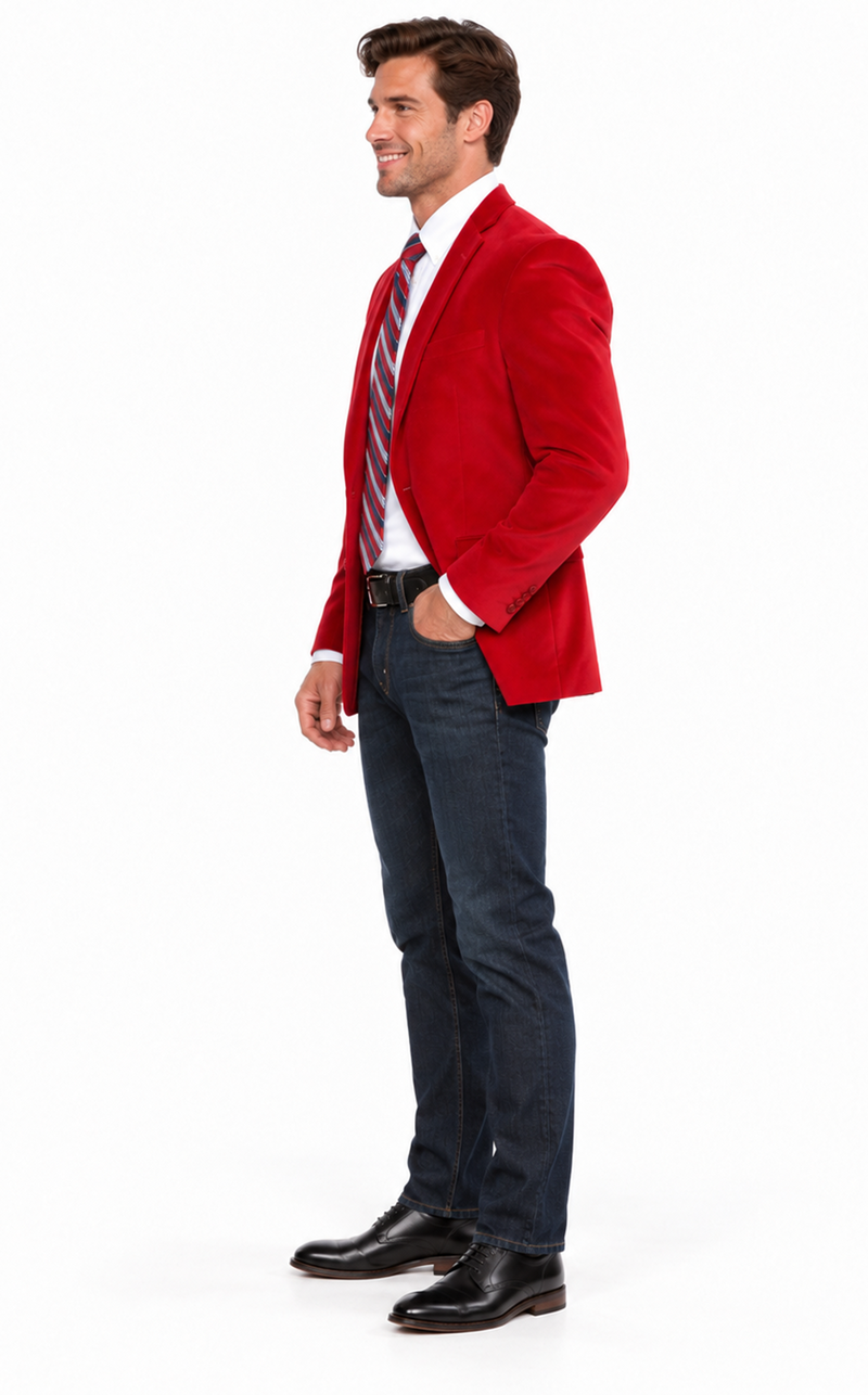 Big And Tall Blazers - Velvet ~ Blazer Jacket Sport Coat Red