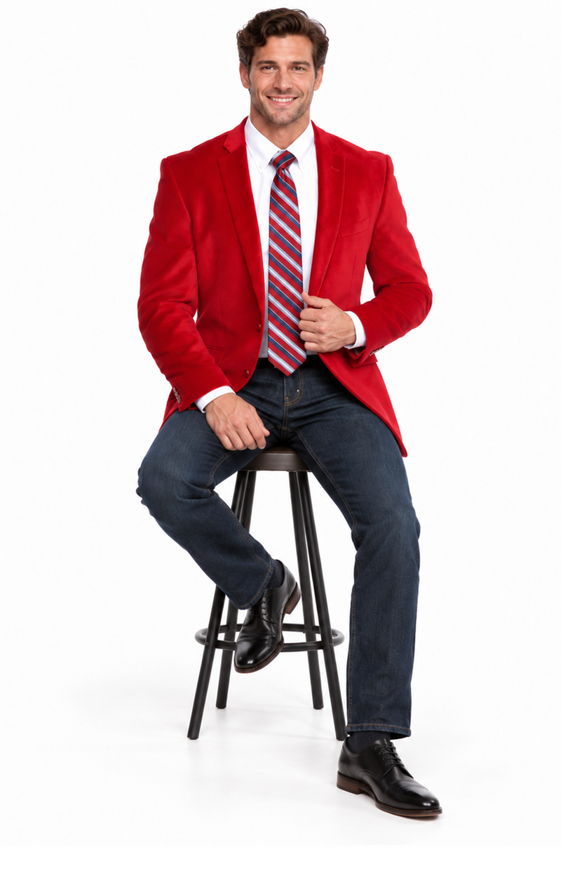 Big And Tall Blazers - Velvet ~ Blazer Jacket Sport Coat Red