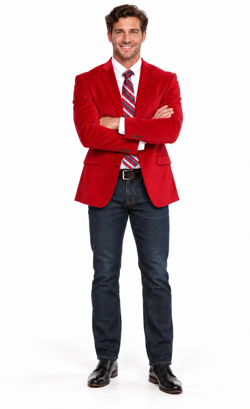 Big And Tall Blazers - Velvet ~ Blazer Jacket Sport Coat Red
