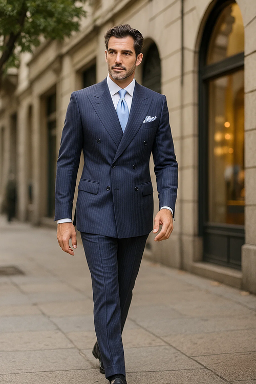 Navy with White Pinstripe Color by Rossiman