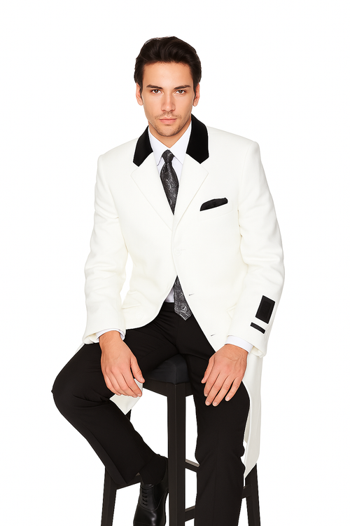 Mens Overcoat - Mens Long Wool Topcoats - Topcoat For Men-Chesterfield Wool & Cashmere Full Length Overcoat Winter White