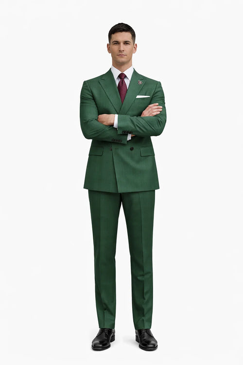 Classic Mens Green Suit Luxury Double-Breasted Outfit