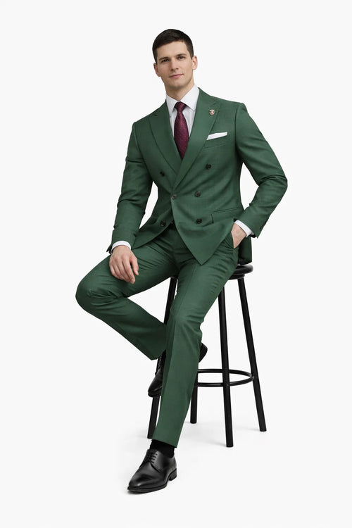 Classic Mens Green Suit Luxury Double-Breasted Outfit
