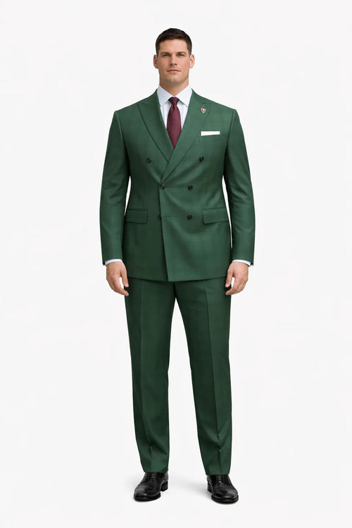 Classic Mens Green Suit Luxury Double-Breasted Outfit